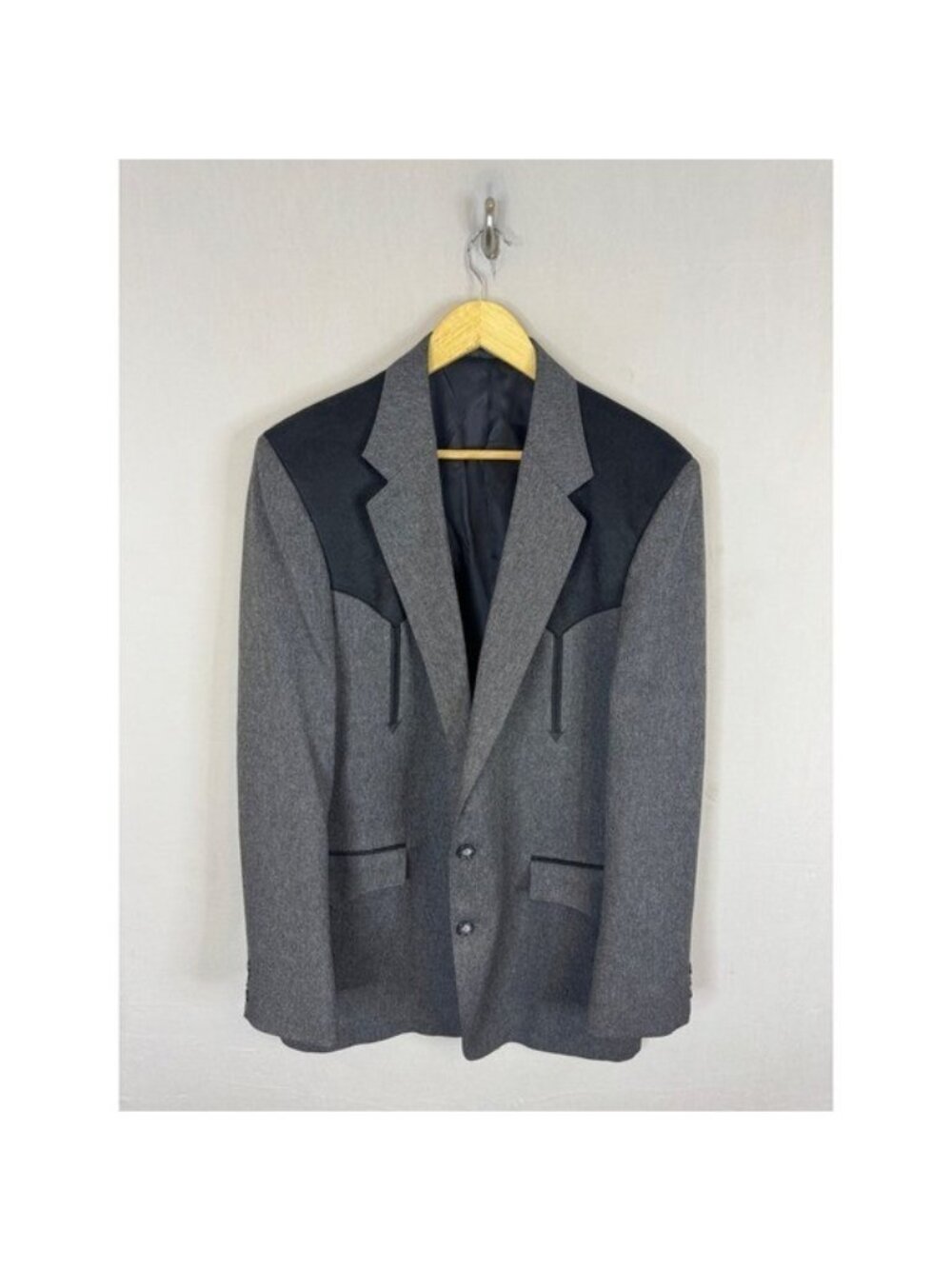 Circle S Mens Western Blazer Grey Black Yoke Sport Coat 42L Made in USA